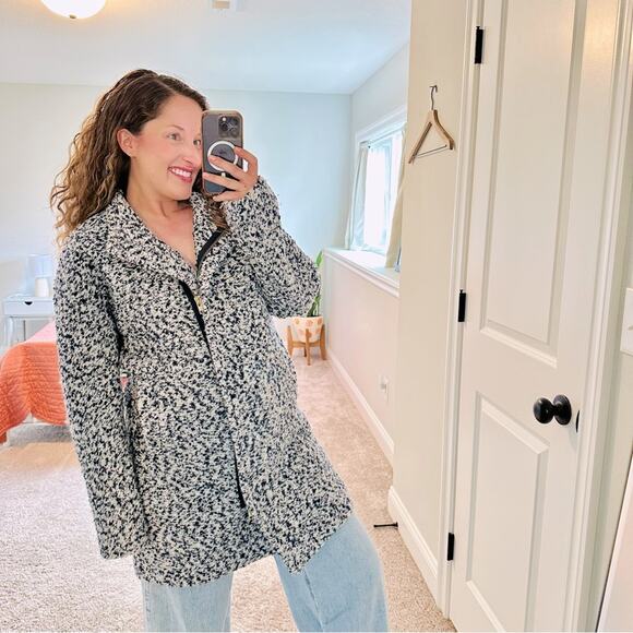 J. Crew Navy Blue White Textured Coat Jacket 10 - Picture 1 of 14